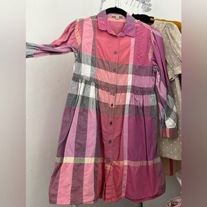 Burberry Brit Womens Button Front Shirt Brown Plaid Long Sleeve Cuff Petites XS